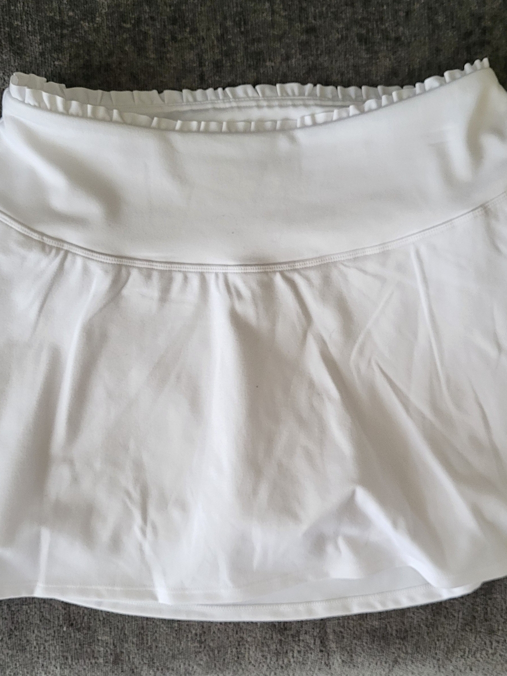 White Athletic Skort with Ruffle Waistband